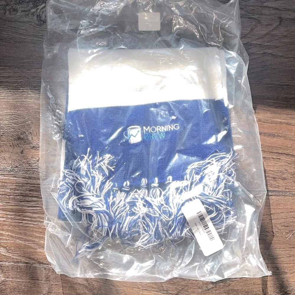 morning brew blue and white unisex preppy winter scarf